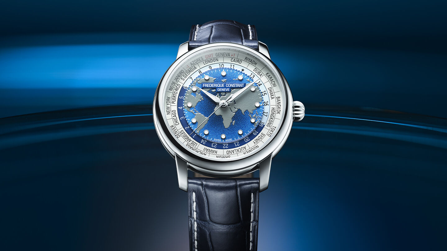 Men's Classics Worldtimer watch featuring the Classic Worldtimer Manufacture model FC-719BLW3H6